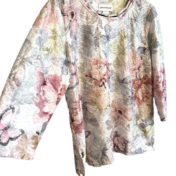 Alfred Dunner Womens Med 3/4 Sleeve Floral Blouse Dainty Fairy Career Feminine - Picture 3 of 11